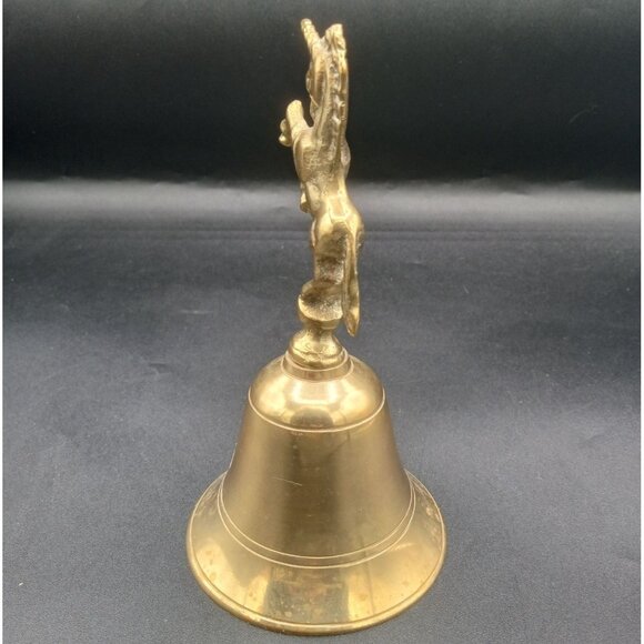 Bell Brass Unicorn Vintage Hand Crafted 6 Inch Korea Midcentury Dancing Pranchin - Picture 5 of 15